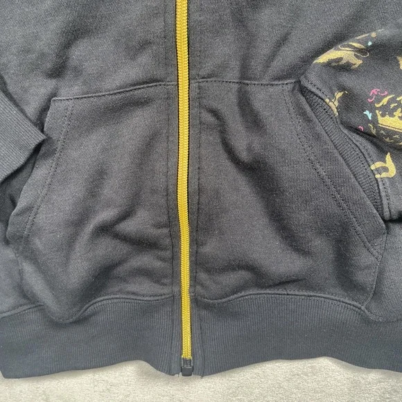 Disney Women Small Sweatshirt Black Hoodie Logo Sleeping Beauty Castle Full Zip - Picture 2 of 10